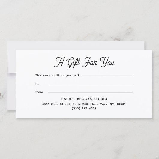 Modern Script Blauw Cadeaubon (Achterkant)