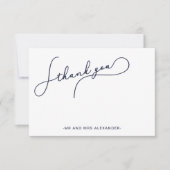 Modern  Script Blauw en Faux Gold Bedankt (Voorkant)