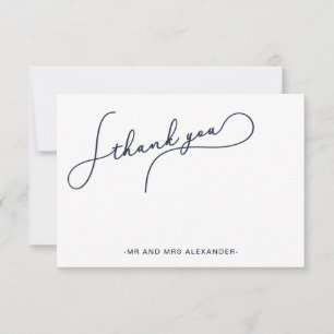 Modern  Script Blauw en Faux Gold Bedankt