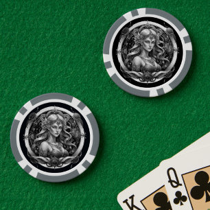 Modern Script Blauw Goud Maiden Sign Custom Maagd Poker Chips