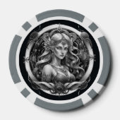 Modern Script Blauw Goud Maiden Sign Custom Maagd Poker Chips (Achterkant)