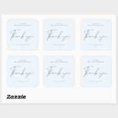 Modern Script Blauw Grijs Bruiloft Favor Candle Vierkante Sticker (Vel)