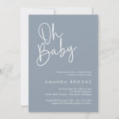 Modern Script Blauw Oh Baby Eenvoudig Baby shower Kaart (Voorkant)