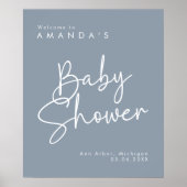 Modern Script Blauw Oh Baby Eenvoudig Welkom Poste Poster (Voorkant)