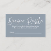 Modern Script Blauw Oh Baby Eenvoudige Luier Raffl Informatiekaartje (Voorkant)