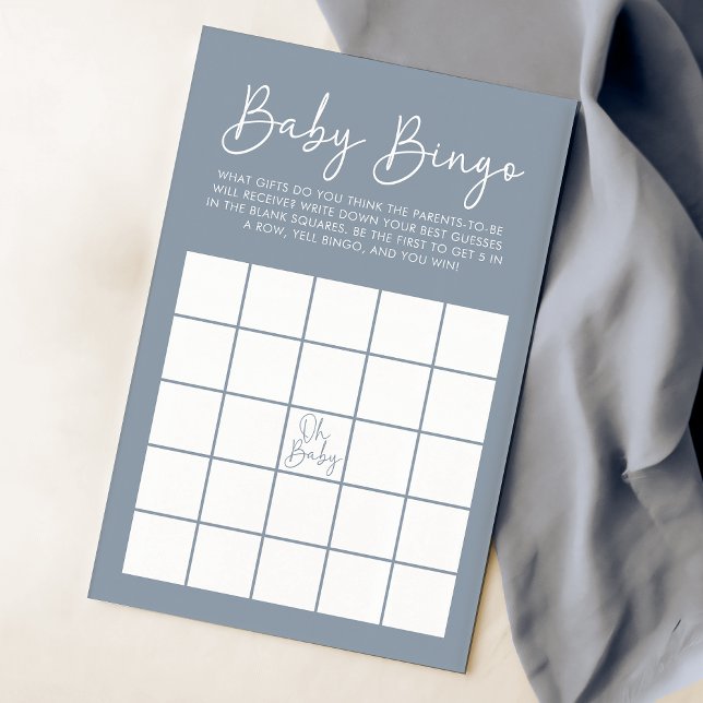 Modern Script Blauw Oh Baby shower Baby Bingogame (Creator heeft geüpload)