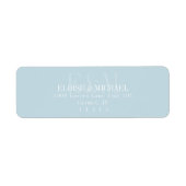 Modern Script Blauwe Citrus Monogram Huwelijk Etiket (Voorkant)