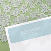 Modern Script Blauwe Citrus Monogram Huwelijk Etiket
