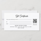 Modern Script Blauwe QR Code Cadeaubon (Achterkant)
