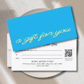 Modern Script Blauwe QR Code Cadeaubon