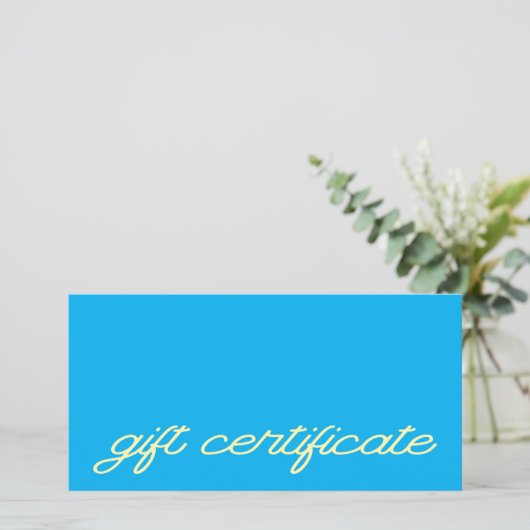 Modern Script Blauwe QR Code Cadeaubon (Staand voorkant)