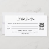 Modern Script Blauwe QR Code Cadeaubon (Achterkant)