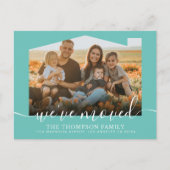 Modern Script Blauwgroen Green We hebben Foto Bewe Aankondigingskaart (Voorkant)