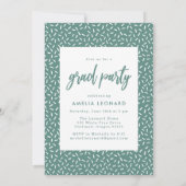 Modern Script Blauwgroen Groene Fotogradatie Parti Kaart (Achterkant)