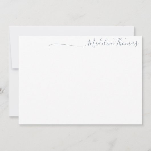 Modern Script Bleek Blauw Kalligrafie naam notitie Notitiekaartje (Voorkant)