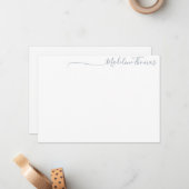 Modern Script Bleek Blauw Kalligrafie naam notitie Notitiekaartje (Voorkant / Achterkant in situ)