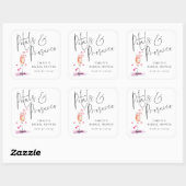 Modern Script Bloemen Prosecco Bruiloft Dankjewel Vierkante Sticker (Vel)