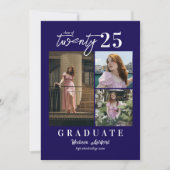 Modern Script Blue 3 Photo Collage Afstuderen Aankondiging (Voorkant)