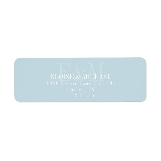 Modern Script Blue Citrus Monogram Wedding Etiket (Voorkant)