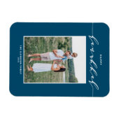 Modern Script Blue Happy Hanukkah Foto Magneet (Horizontaal)