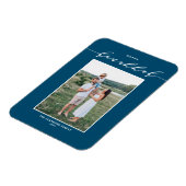 Modern Script Blue Happy Hanukkah Foto Magneet (Linkerzijde)