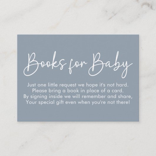 Modern Script Blue Oh Baby Eenvoudige boeken voor  Informatiekaartje (Voorkant)