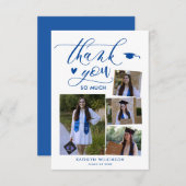 Modern Script Blue Photo Afstuderen - Hartelijk da Kaart (Voorkant / Achterkant)