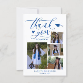 Modern Script Blue Photo Afstuderen - Hartelijk da Kaart