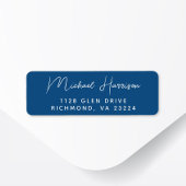 Modern Script Blue Return-adres Etiket