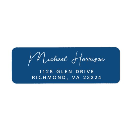 Modern Script Blue Return-adres Etiket (Voorkant)