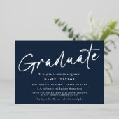 Modern Script Blue Silver Afstuderen Aankondiging (Staand Voorkant)