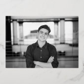 Modern Script Blue Silver Afstuderen Aankondiging (Achterkant)