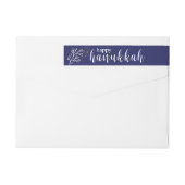 Modern Script Blue & White Hanukkah Retouradres (Achterkant)
