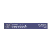 Modern Script Blue & White Hanukkah Retouradres (Individueel)
