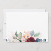 Modern Script Blush Burgundy Floral Vrijgezellenfe Kaart (Achterkant)