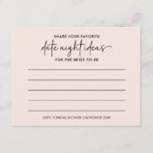 Modern Script Blush Date Night Ideas vrijgezellenf Advieskaart (Voorkant)