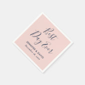 Modern Script Blush en Navy Blue Wedding Servet (Hoek)