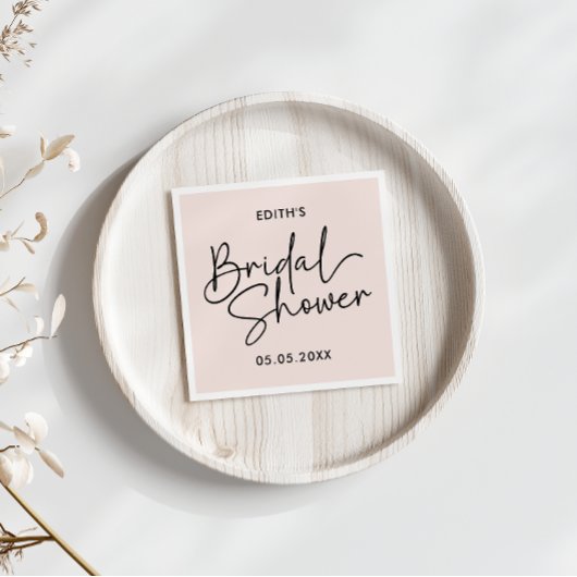 Modern Script blush Handgeschreven Bruidsdouche Servet