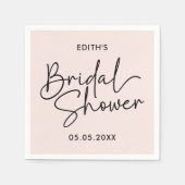 Modern Script blush Handgeschreven Bruidsdouche Servet (Voorkant)