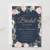 Modern script blush & navy vrijgezellenfeest kaart (Voorkant)