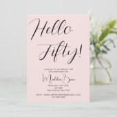 Modern Script Blush Pink 50ste verjaardag Kaart (Staand voorkant)