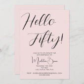 Modern Script Blush Pink 50ste verjaardag Kaart (Voorkant / Achterkant)