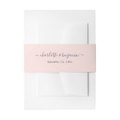 Modern script Blush Pink Navy Blue Wedding Uitnodigingen Wikkel (Voorkant Voorbeeld)