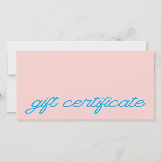 Modern Script Blush Roze Cadeaubon (Voorkant)