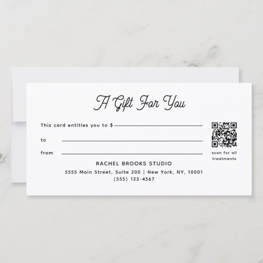 Modern Script Blush Roze QR Code Cadeaubon (Achterkant)