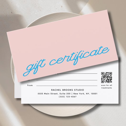 Modern Script Blush Roze QR Code Cadeaubon