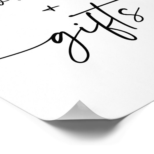 Modern Script Boeken en Geschenken Baby shower Sig Poster (Hoek)