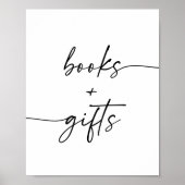 Modern Script Boeken en Geschenken Baby shower Sig Poster (Voorkant)