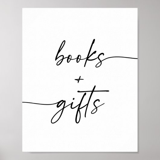 Modern Script Boeken en Geschenken Baby shower Sig Poster (Voorkant)