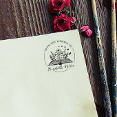 Modern script boekplaat, botanische boek rubberstempel
